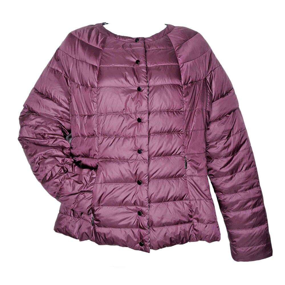 Max Mara Reversible Down Jacket Convertible Sleeves Quilted Puffer 10 Med Lg